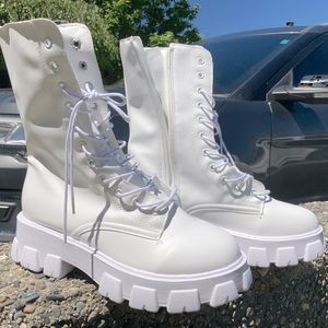White combat boots
